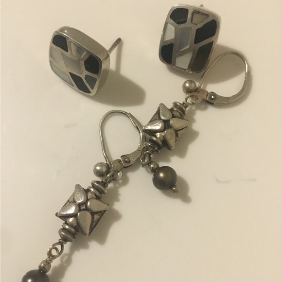 Vintage Sterling Silver Earrings- Set Of 2 - Picture 8 of 10